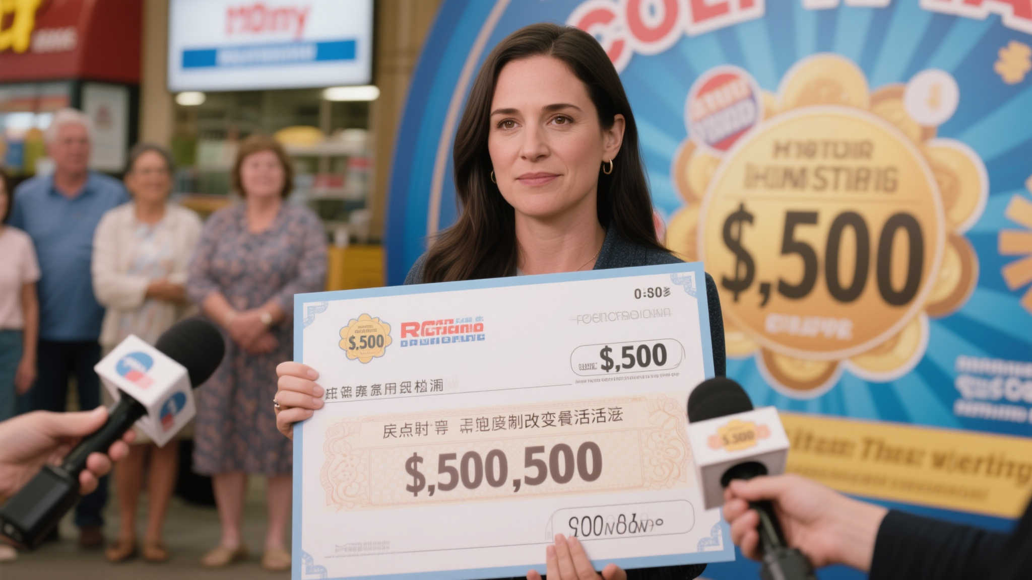 中奖后的采访视频中，这位女子表现得异常平